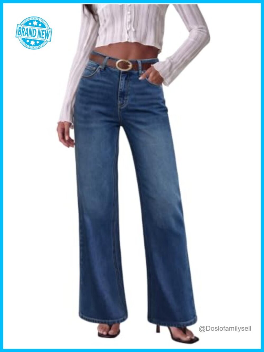 High Waisted Wide Leg Flare Stretchy Denim Cropped Jeans Pants
